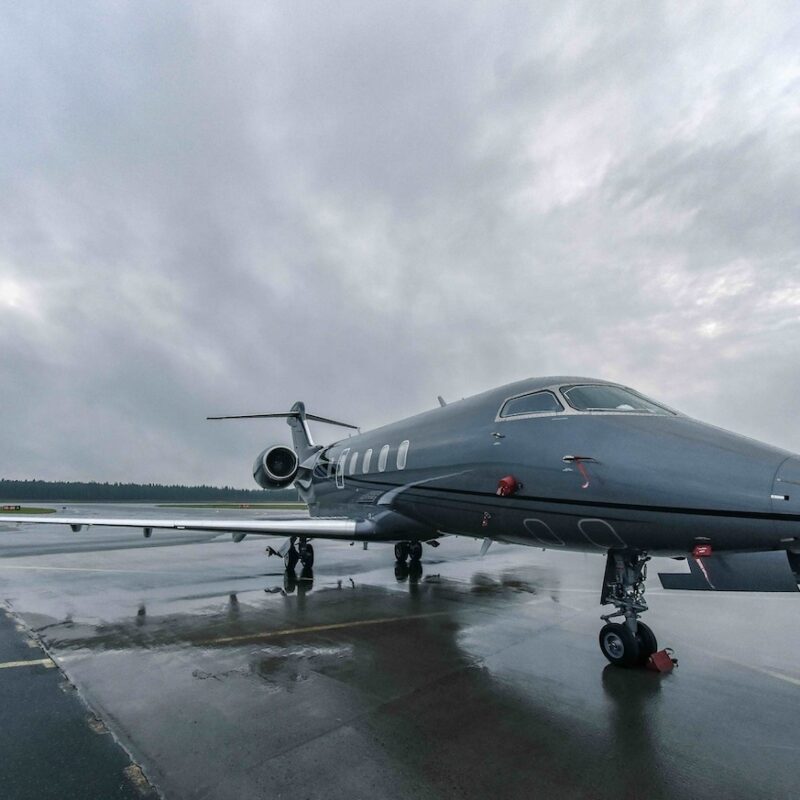 CICNDT Joins NSBA. A Business jet parked on a wet tarmac under a cloudy sky