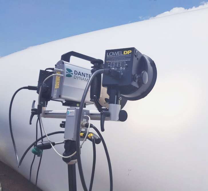 Laser Shearography NDT being performed on a wind turbine blade by CICNDT.